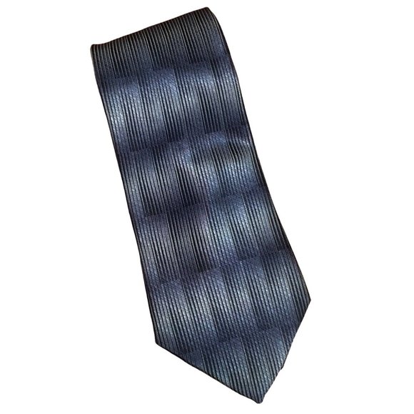Milano Uomo Blue Gray Shimmer 100% Silk Executive Power Necktie Men’s Tie EUC - Picture 1 of 5